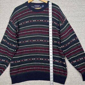 Roundtree & Yorke Men's Large L Fair Isle‎ Knit Sweater Ramie Cotton Blend